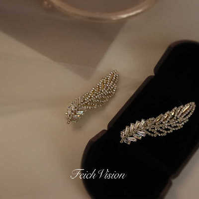 闪亮水钻新款侧边卡子羽毛奢华