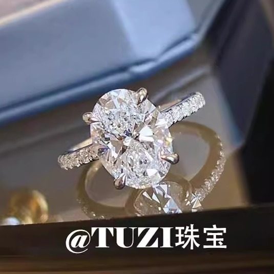 璀璨培育鸽子蛋钻戒指925纯银戒