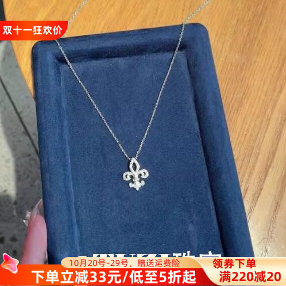 女神鸢尾花十字架项链纯银锁骨链