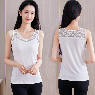 白色莫代尔蕾丝背心吊带夏装内搭