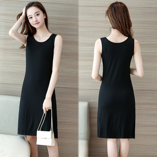 中长款 包臀打底衫 修身 无袖 莫代尔背心吊带夏 韩版 连衣裙女2025新款