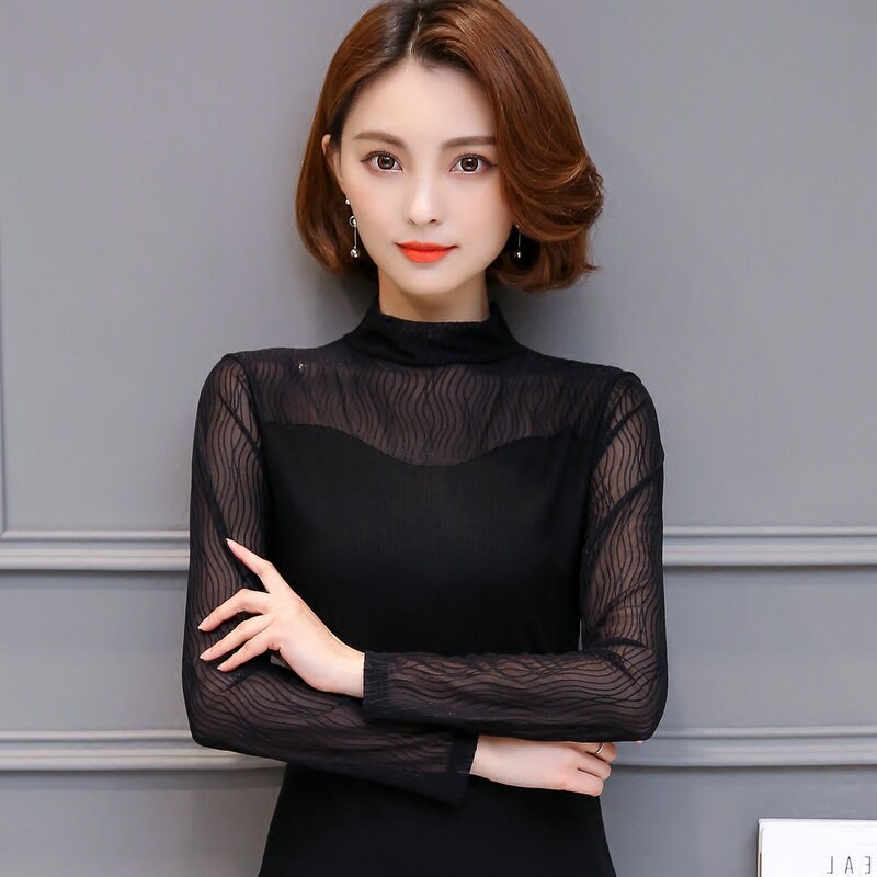 秋裝新款外穿秋衣蕾絲打底衫女長袖t恤修身上衣春秋莫代爾小衫潮在類目 女裝/女士精品, 蕾絲衫/雪紡衫中 - 來自Buy2taobao.com提供專業的淘寶代購服務