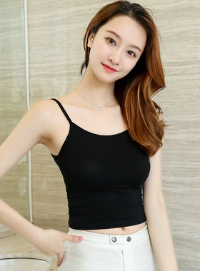 黑白色小吊带背心女短款外穿夏季百搭韩版上衣打底内搭性感吊带衫