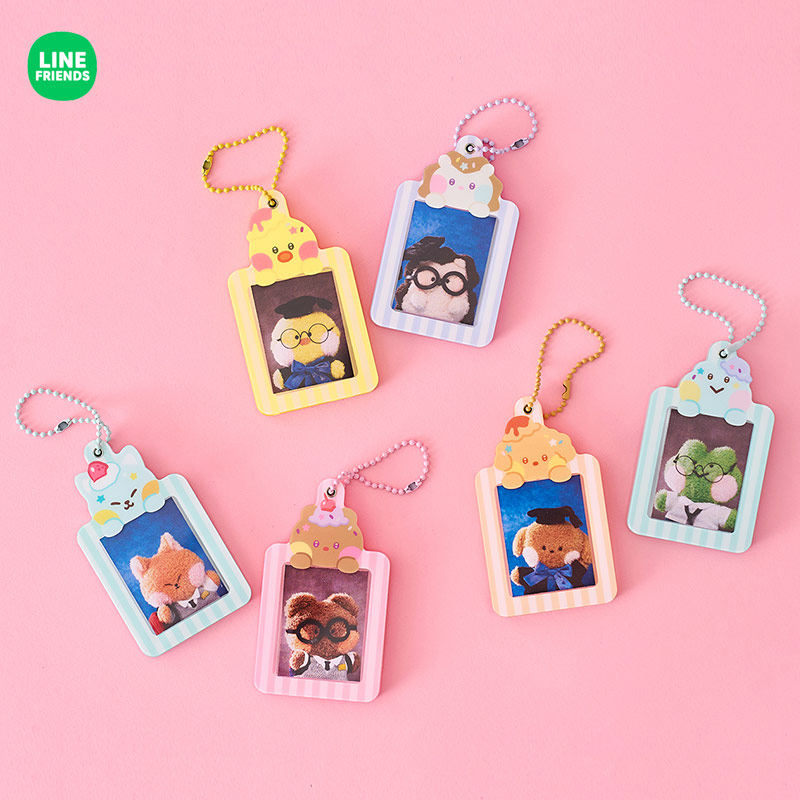 LINE FRIENDS布朗熊minini冰淇淋证件照钥匙扣卡套胸牌可爱女挂件