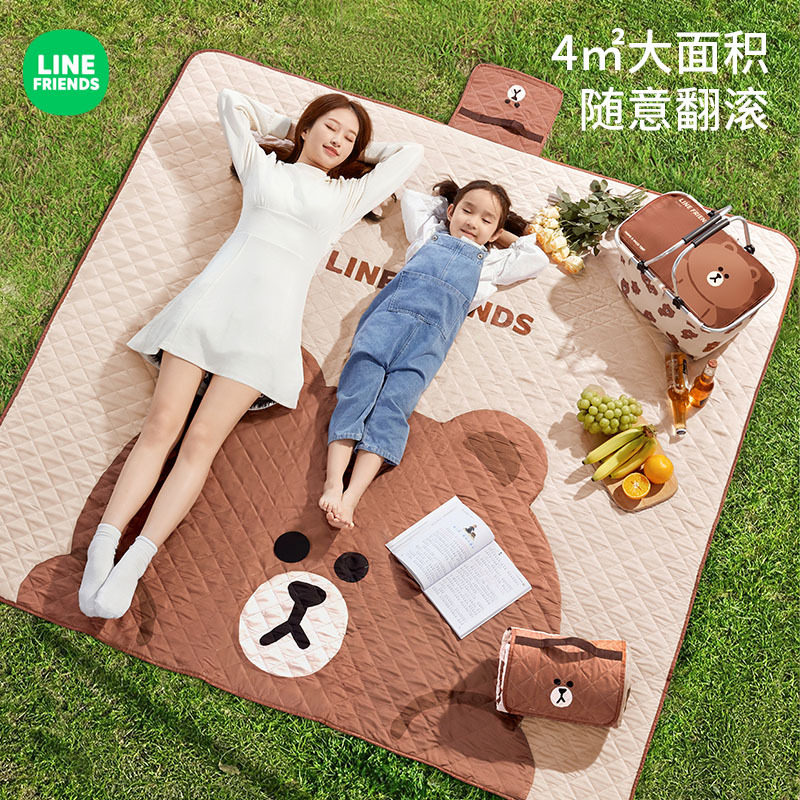 LINE FRIENDS布朗熊户外野餐垫防潮垫便携沙滩坐垫加厚露营地垫子