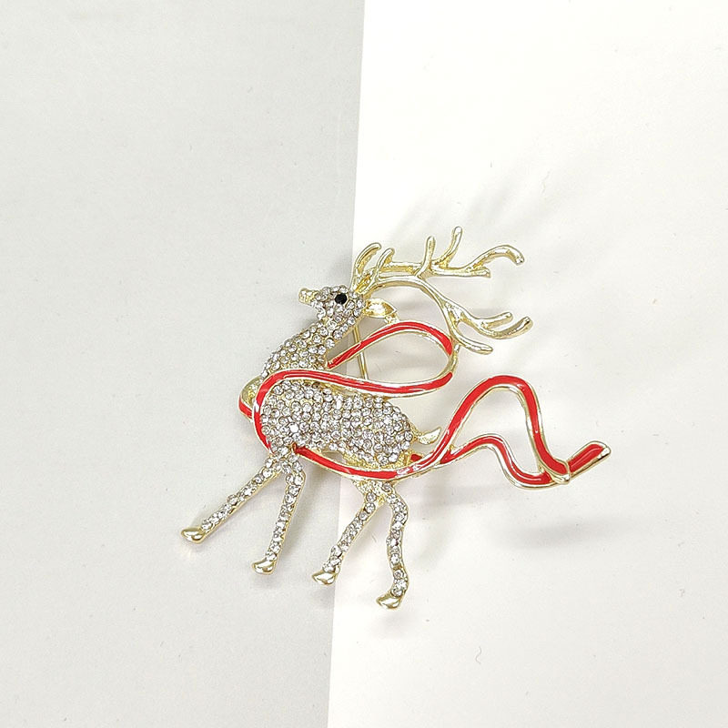 跨境圣诞节麋鹿胸针小众高级感高档动物胸花复古别针衣饰配饰热销