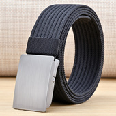 自动扣男士 带 牛仔裤 帆布腰带休闲编织皮带中青年学生军训韩版 工装