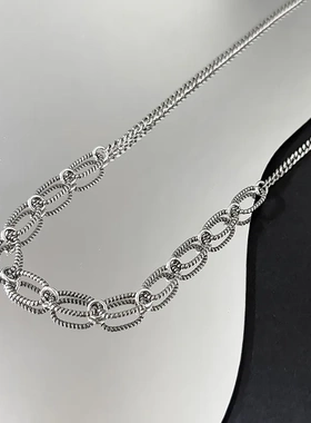 欧美嘻哈甜酷麻花项链女925纯银网红小众chic夏季锁骨链跨境ins风