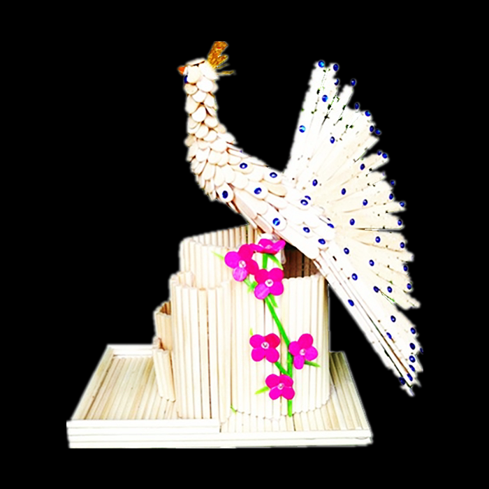 雪糕棍diy手工 制作模型孔雀笔筒工艺品材料木片厂家直销正品包邮