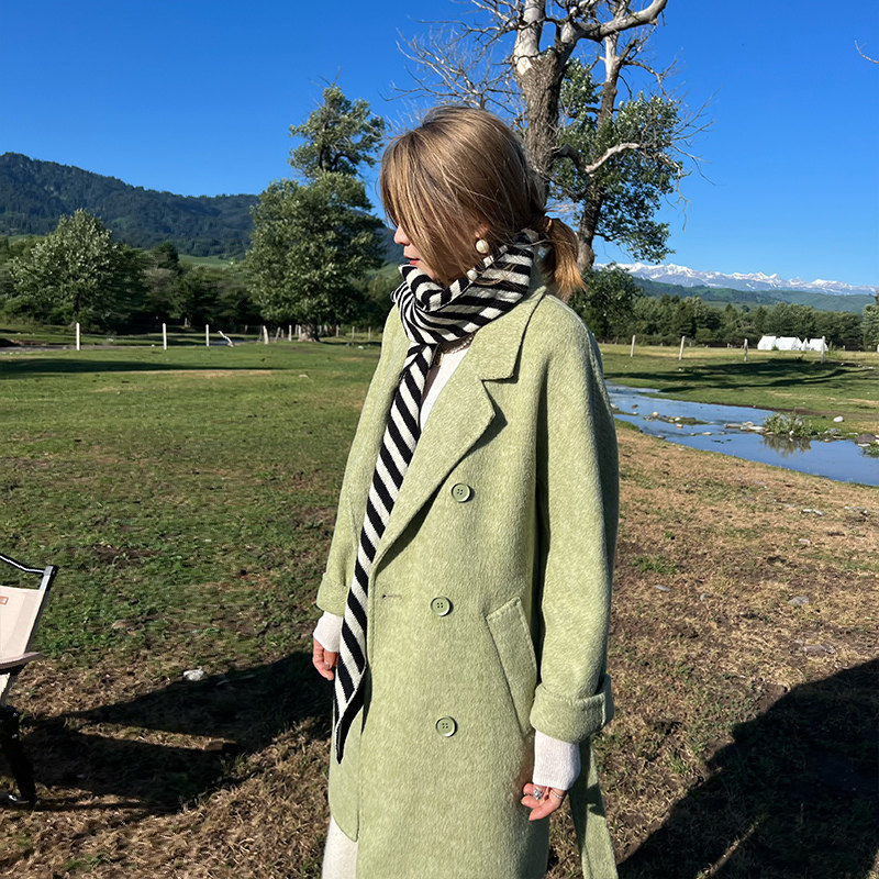 秋冬羊驼绒大衣女中长款韩式双排扣系带宽松休闲显瘦羊毛呢子外套,女装/女士精品,毛呢外套,淘宝优惠券,粉丝福利购,淘宝优惠卷