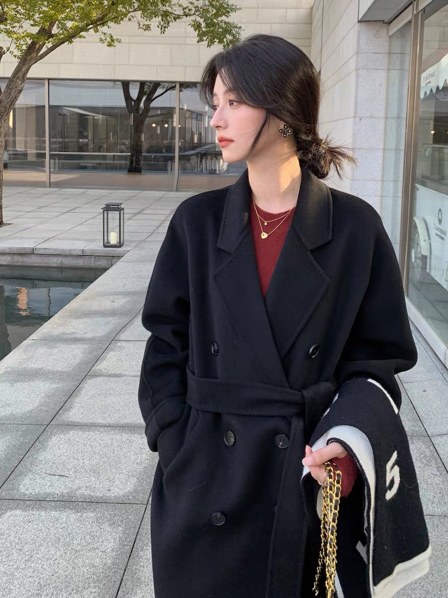 30%山羊绒经典10801双排扣中长款双面羊绒大衣女M家黑色毛呢外套,女装/女士精品,毛呢外套,淘宝优惠券,粉丝福利购,淘宝优惠卷