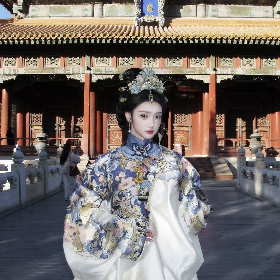 大明贵女圆领重工万物立领仙气明制印花四季汉服马面现货马面裙