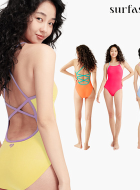 速浪防透竞速泳衣女新款游泳馆温泉专业高级感连体纯色带胸垫