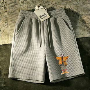 大裤 衩大码 短裤 休闲运动裤 马裤 华夫格潮流裤 沙滩男宽松五分裤 中裤