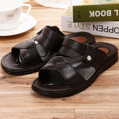 平跟纯色沙滩鞋 耐磨防滑软底轻便休闲夏天凉拖两用鞋 凉鞋 回力男士