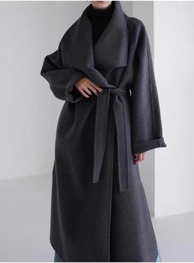 气质秋冬2025季高级感潮流时尚新款立领双面呢羊毛长款大衣外套女