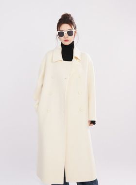 百搭时尚气质双面呢大衣女高级感2025年秋冬中长款宽松毛呢外套