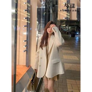 双面羊绒短款大衣女2025秋冬新款韩版小个子羊毛呢西装外套女