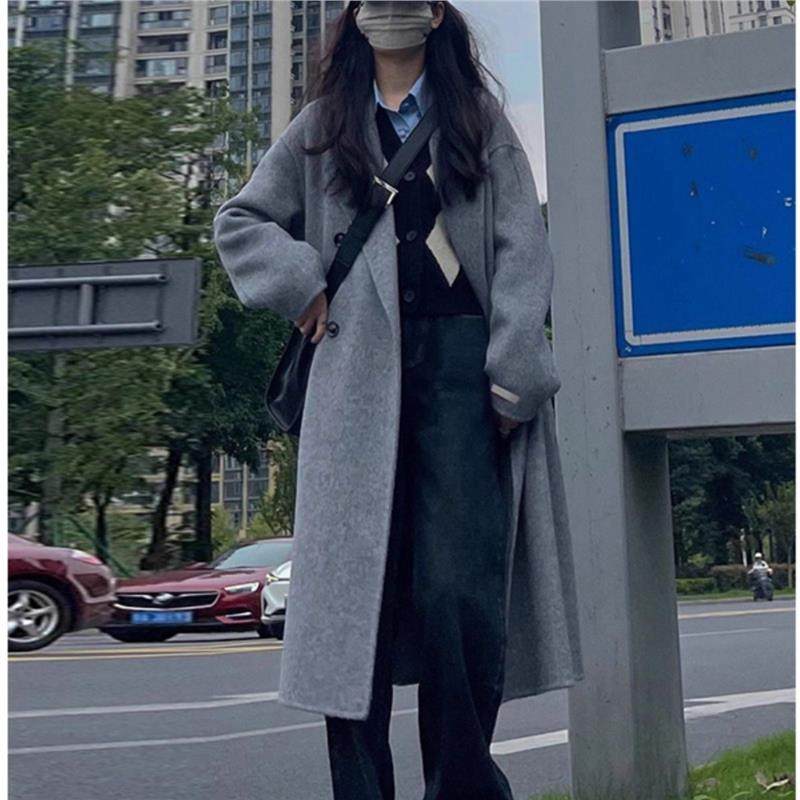 灰色毛呢大衣女中长款2025秋冬新款韩系赫本风宽松高级感呢子外套,女装/女士精品,毛呢外套,淘宝优惠券,粉丝福利购,淘宝优惠卷