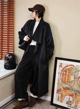 新款秋冬2025季清冷感气质高级感双面呢羊毛长款大衣外套女
