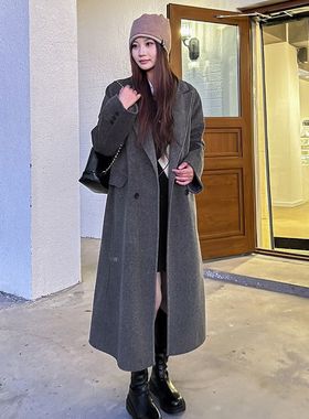 双面毛呢2025季秋冬新款韩版大衣女正肩中长款时尚直筒呢子外套