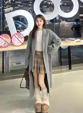 时尚双面毛呢大衣女2025秋冬新款韩系气质休闲显瘦小个子毛呢外套