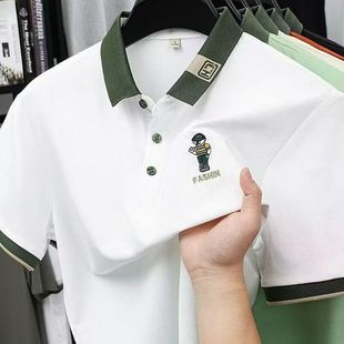 翻领短袖 T恤男上衣 夏季 半袖 2025新款 刺绣潮流修身 POLO衫 爆款 男士