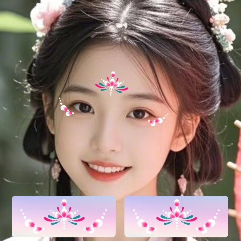 儿童女孩眉心额头眼角节日眼尾表演纹身彩色古风汉服花钿贴纸,家居饰品,其他贴饰,淘宝优惠券,粉丝福利购,淘宝优惠卷