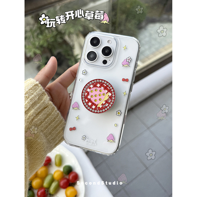 小众设计草莓涂鸦透明壳质感高级