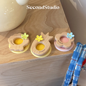 Secondstudio原创可爱戴小花夏威夷度假风实木磁吸支架气囊支架