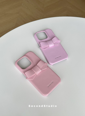 原创可爱法式皮质蝴蝶结适用iphone17promax手机壳小众少女苹果16promax保护壳15pro定制手工皮革硬壳14/13