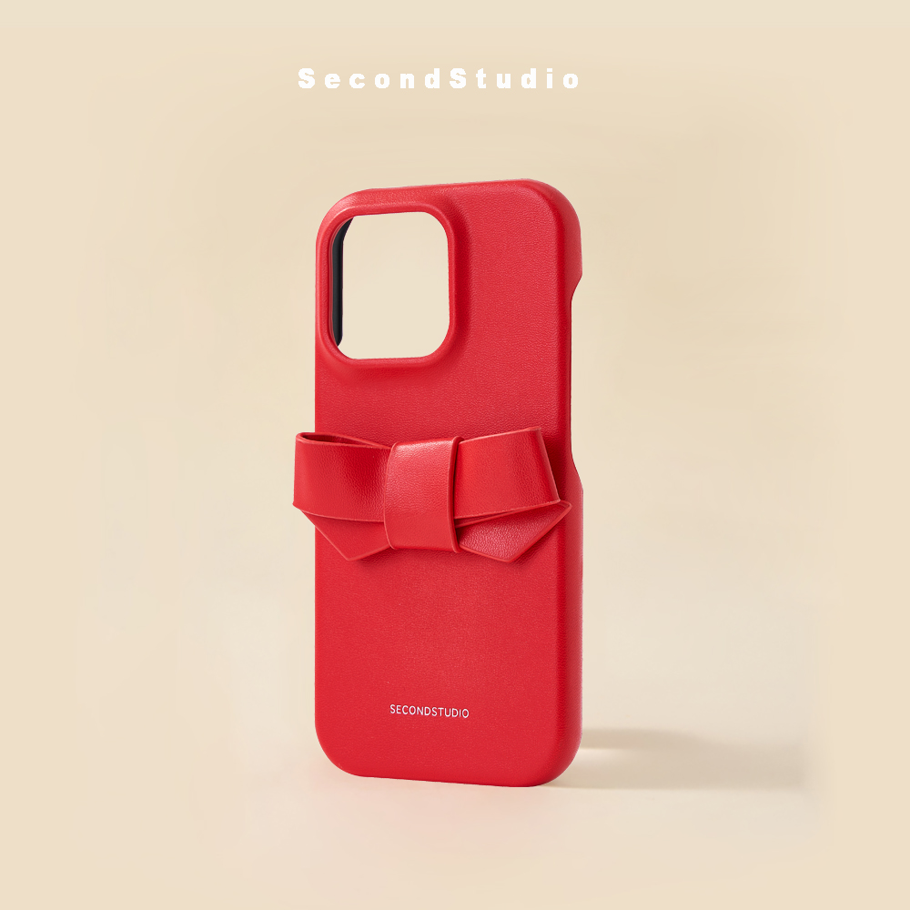 小众设计！高级感红色皮质蝴蝶结