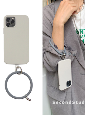 原创浅灰色苹果17promax手机壳15创意手环13液态硅胶iphone16pro全包软壳14/12