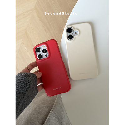 简约高级质感纯色皮质手机壳原创