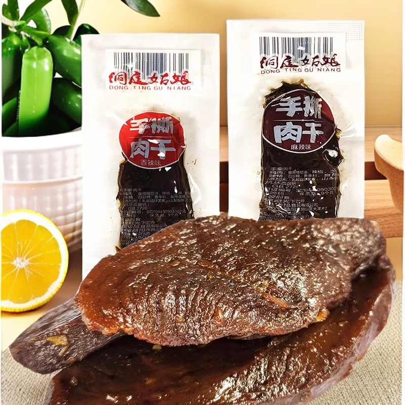 洞庭姑娘手撕肉干即食小吃湖南休闲麻辣鸭肉解馋零食香辣手撕肉干