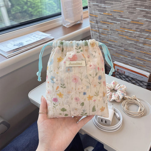 彩色碎花抽绳束口袋收纳袋