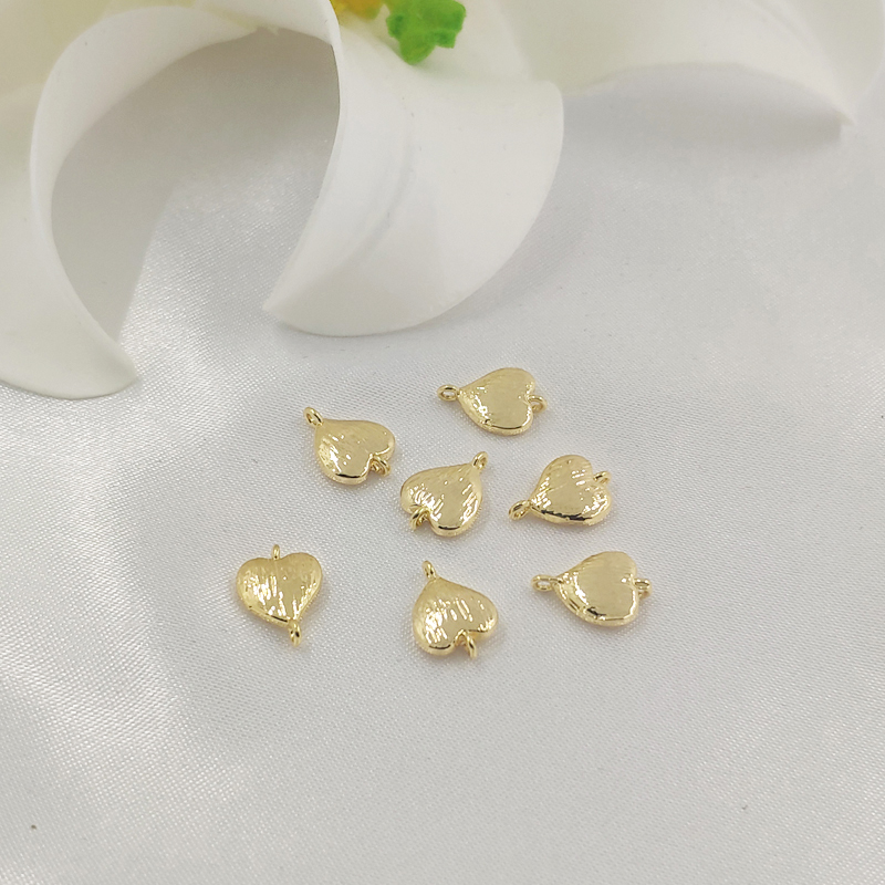diy铜镀金磨砂桃心不褪色小吊坠