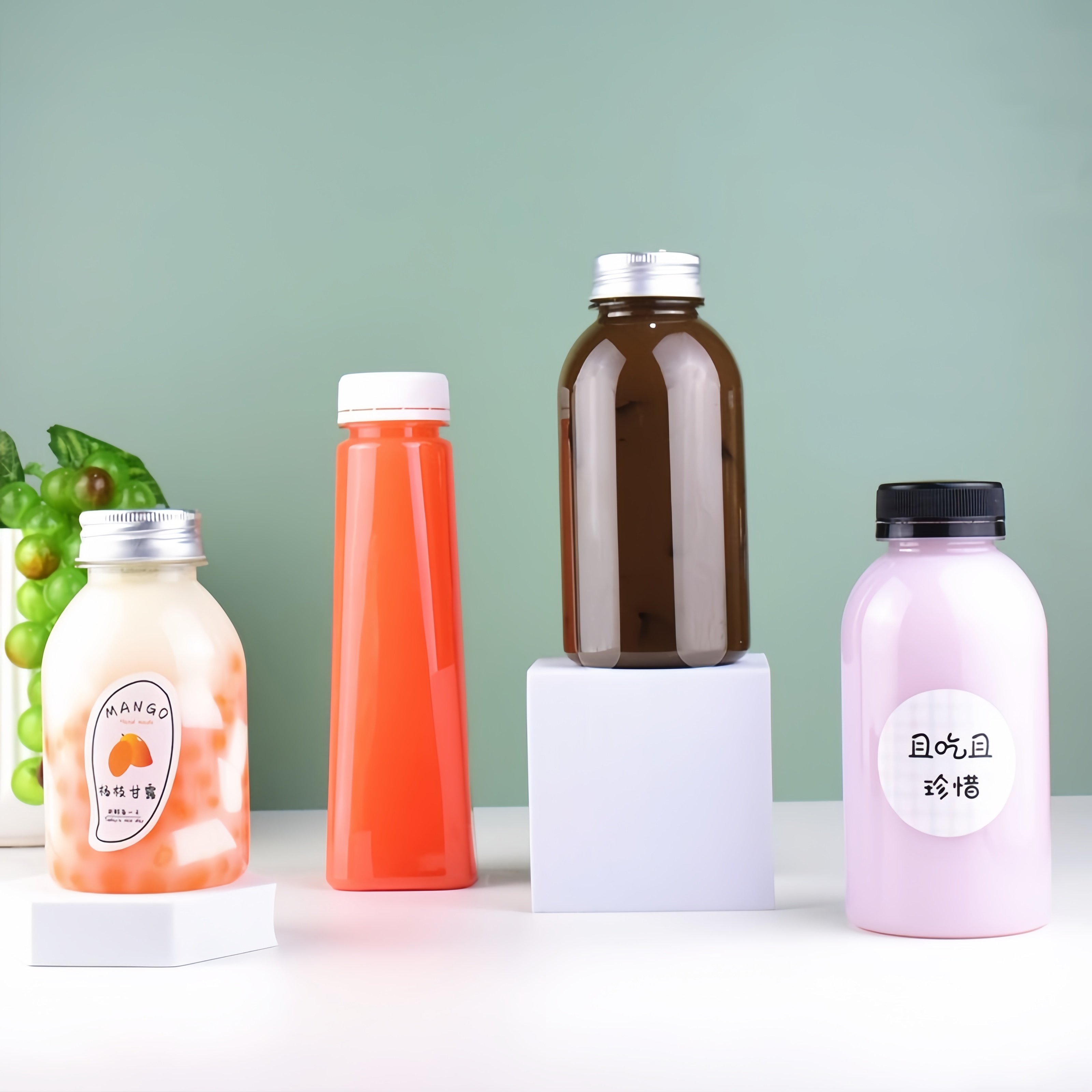 大口350ml透明塑料瓶350毫升果汁瓶饮料瓶300ml酵素瓶蜂蜜奶茶瓶