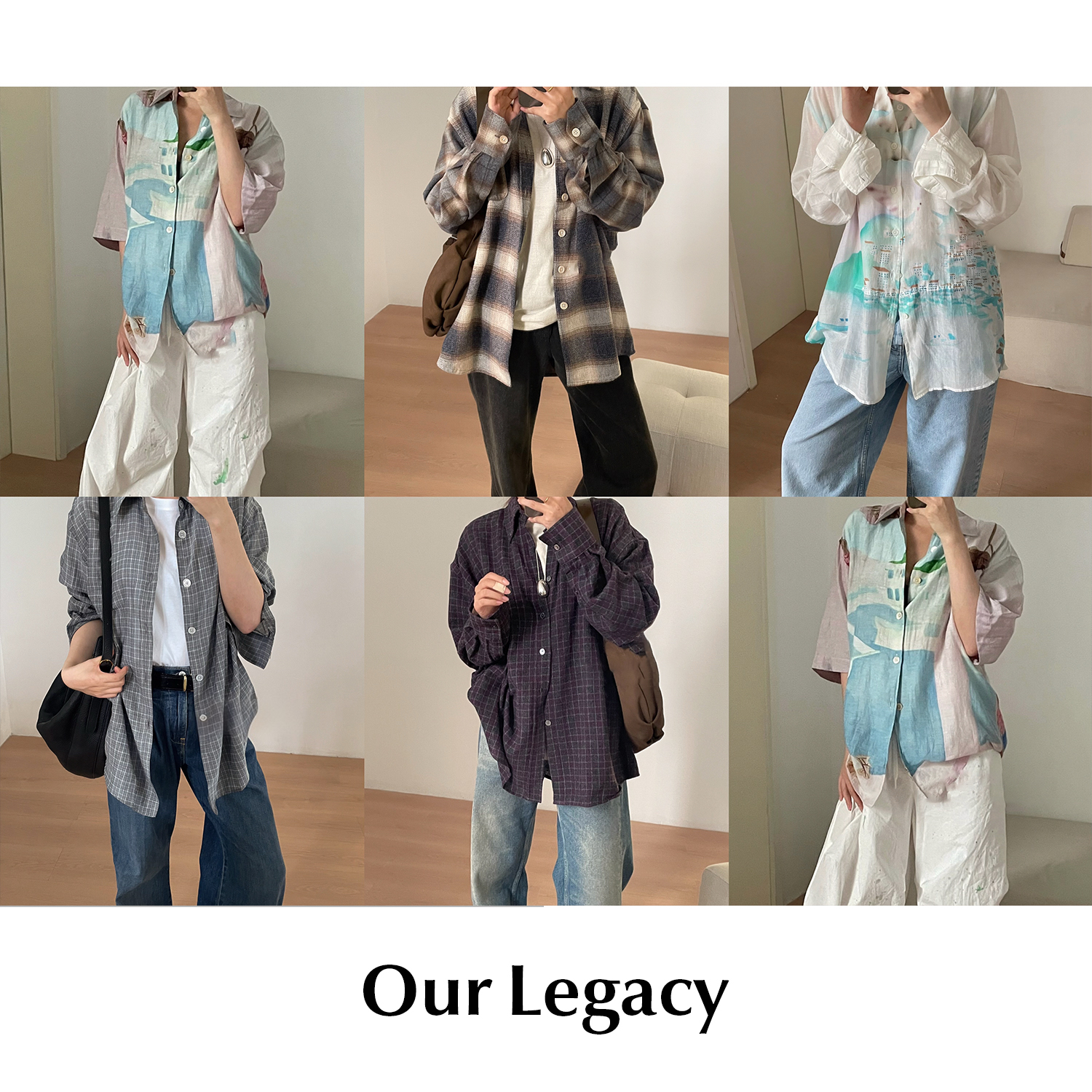 CETTCE 现货 Our Legacy 棉真丝混纺海景印花格纹长袖衬衫合集