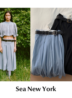 CETTCE 现货 Sea New York 高腰双头腰带收褶阔腿半身裙裤七分裤