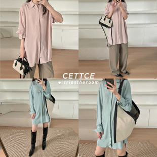 折扣现货 Ami 式 SALE 连衣裙真丝 衬衫 CETTCE 两色长款 秀款