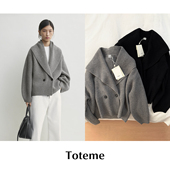 CETTCE 羊毛混纺青果领大翻领双排扣廓形针织开衫 现货 Toteme