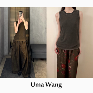 现货 工字背心修身 Uma 复古水洗做旧罗纹无袖 上衣 Wang CETTCE