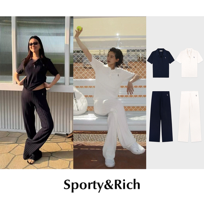 CETTCE 现货 Sporty Rich 女士针织Polo上衣长裤套装Riviera