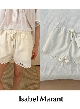 【SALE】CETTCE 现货 Isabel Marant 纯棉系带镂空花边短裤Balyme