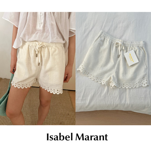 CETTCE 现货 Isabel Marant 纯棉松紧系带镂空花边短裤 Balyme