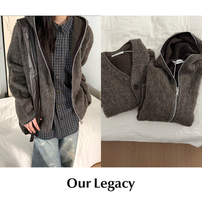 CETTCE现货 Our legacy 羊毛羊驼混纺双向拉链纽扣长袖针织外套