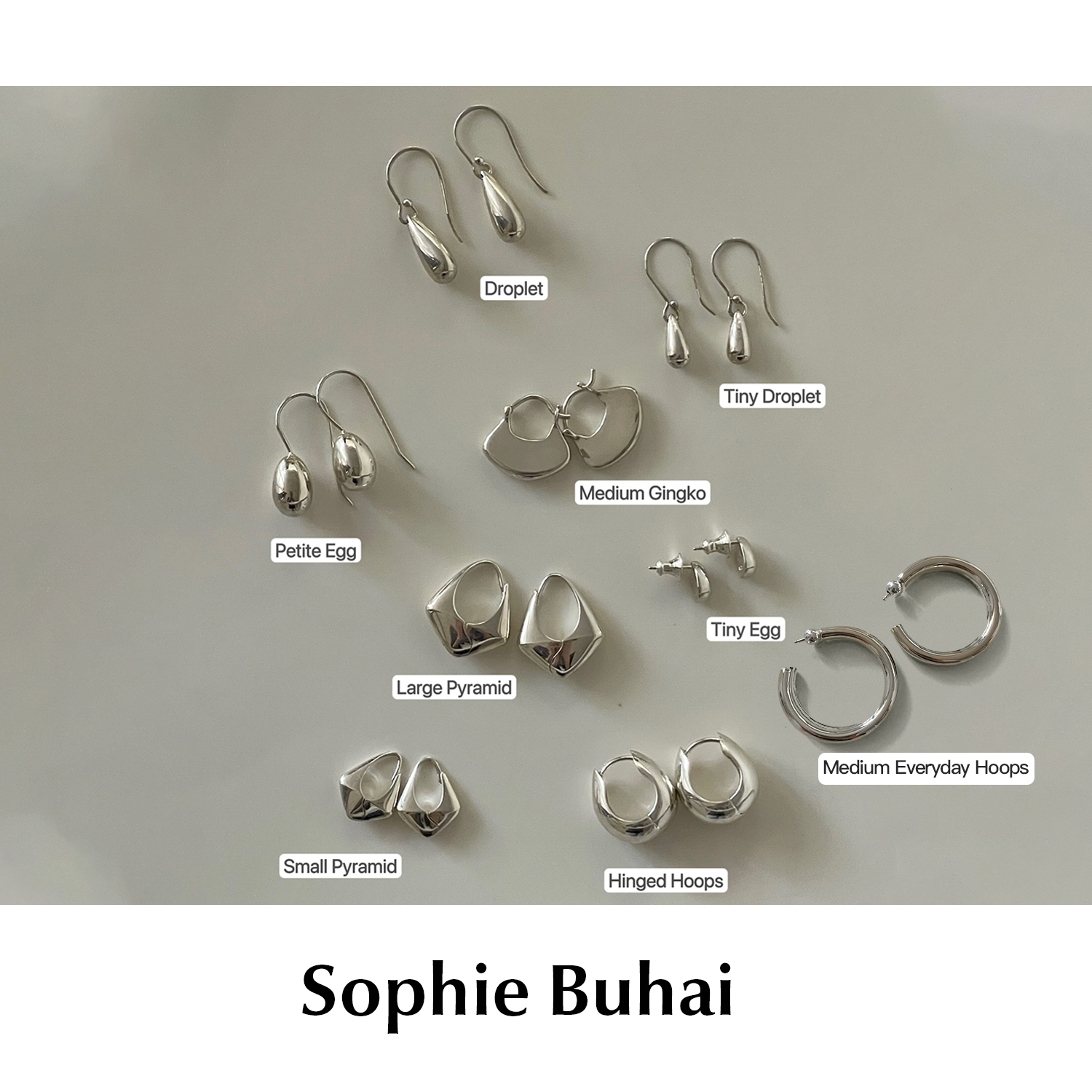 CETTCE 现货 Sophie Buhai 银蛋水滴金字塔银杏叶圆环耳钉耳环