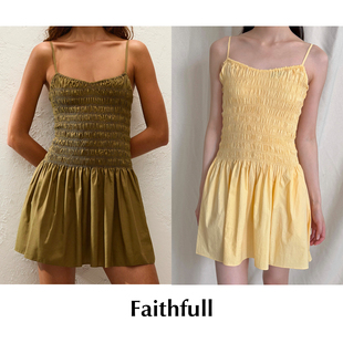 CETTCE 现货 Faithfull 纯棉细吊带褶皱A字短款连衣裙 Araceli