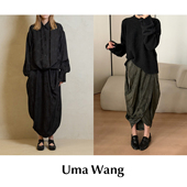 现货 Uma Wang CETTCE 刺绣提花花卉不规则不对称一片式 裹身半裙